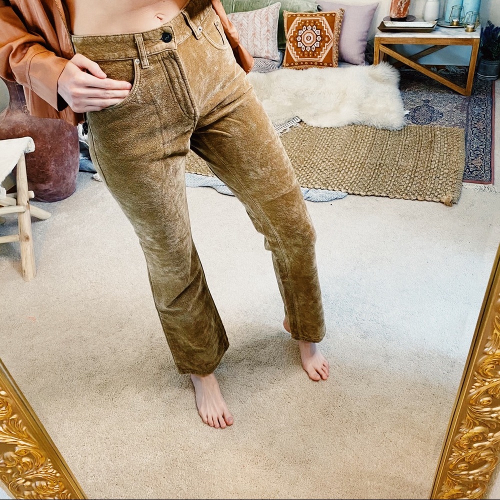 Y2K funky faux suede look bootcut vintage jeans